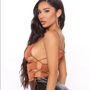 Satin side open crop top